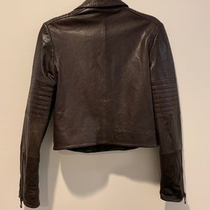 J Brand Brown Aiah textured-leather biker jacket